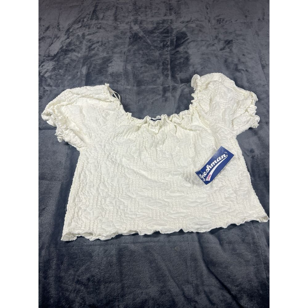Freshman 1996 Crocheted Square Neck Ruffled Cap Sleeve Crop Top- XL- NWT